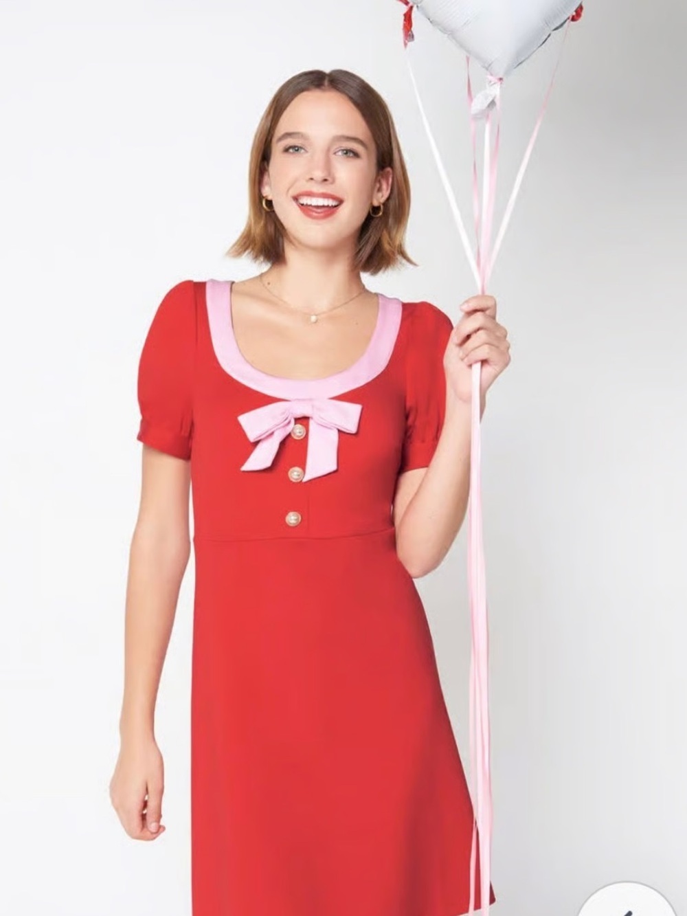 ModCloth Red Sweet Retro Puff Sleeve Sailor Dress Size Large NWT Twee